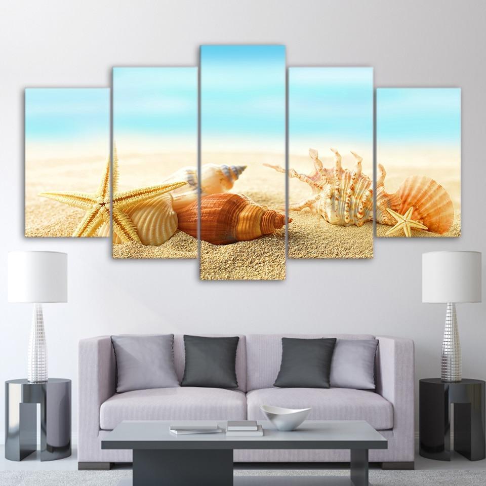 Conch On The Beach Landscape Canvas Wall Art