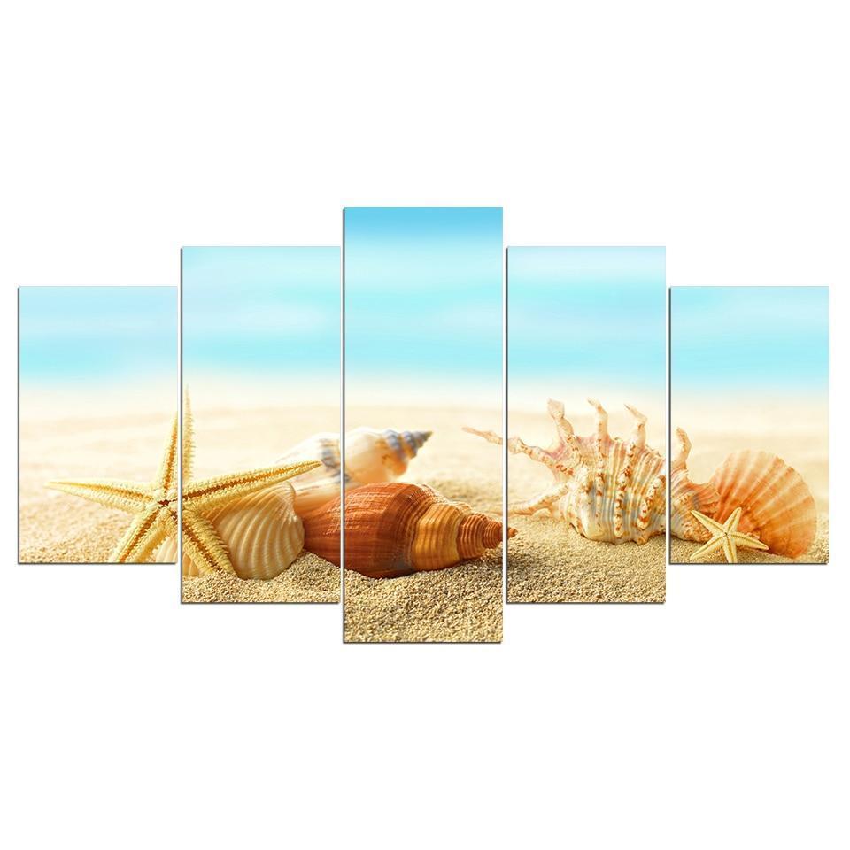 Conch On The Beach Landscape Canvas Wall Art