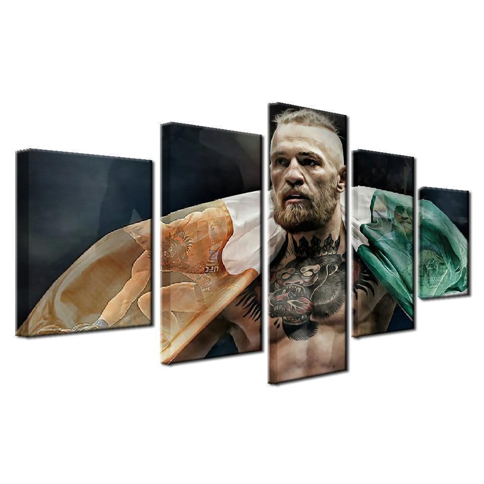 Conor Mcgregor Rasing Flag Celebrity Canvas Wall Art