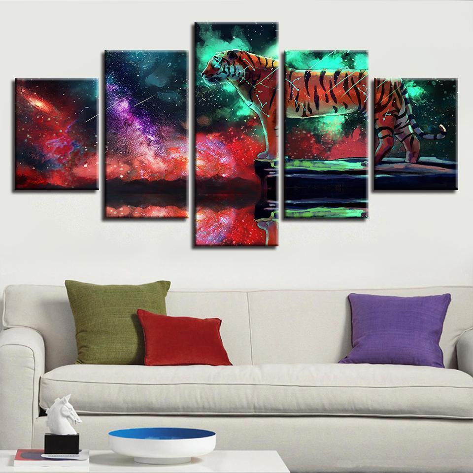 Constellation Tiger Abstract Starry Nebula Animal Canvas Wall Art