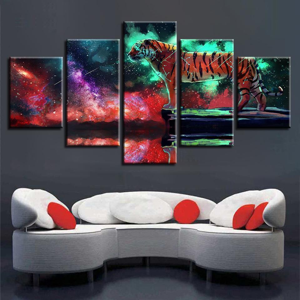 Constellation Tiger Abstract Starry Nebula Animal Canvas Wall Art