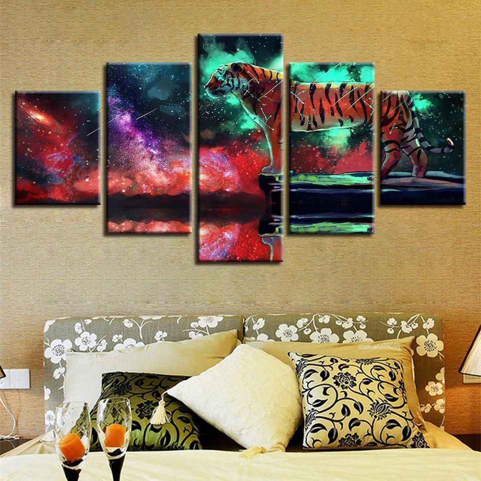 Constellation Tiger Abstract Starry Nebula Animal Canvas Wall Art