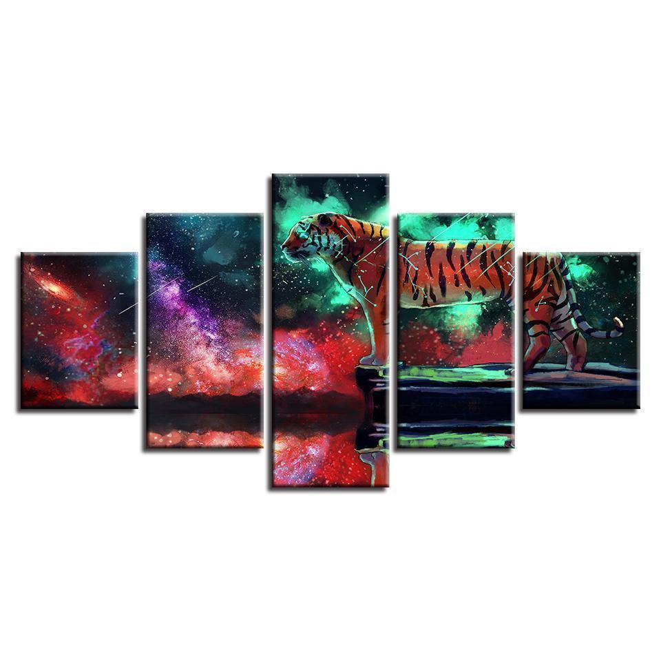 Constellation Tiger Abstract Starry Nebula Animal Canvas Wall Art