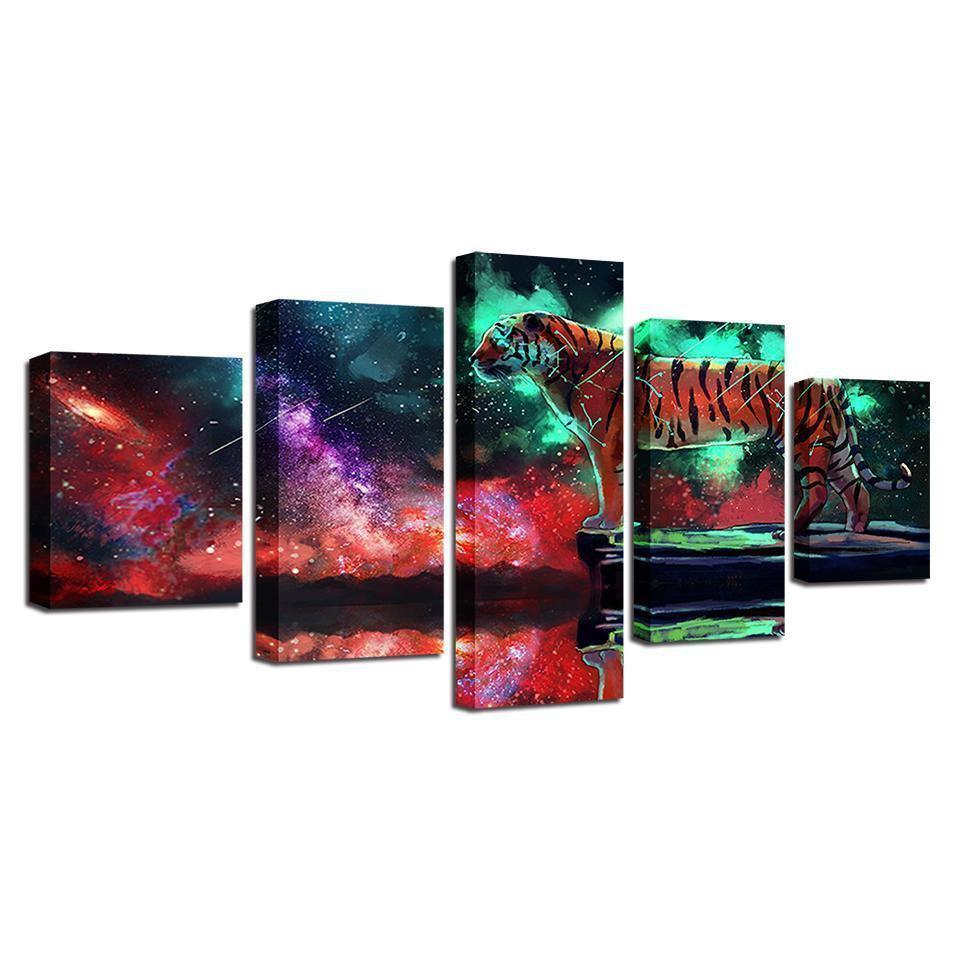 Constellation Tiger Abstract Starry Nebula Animal Canvas Wall Art