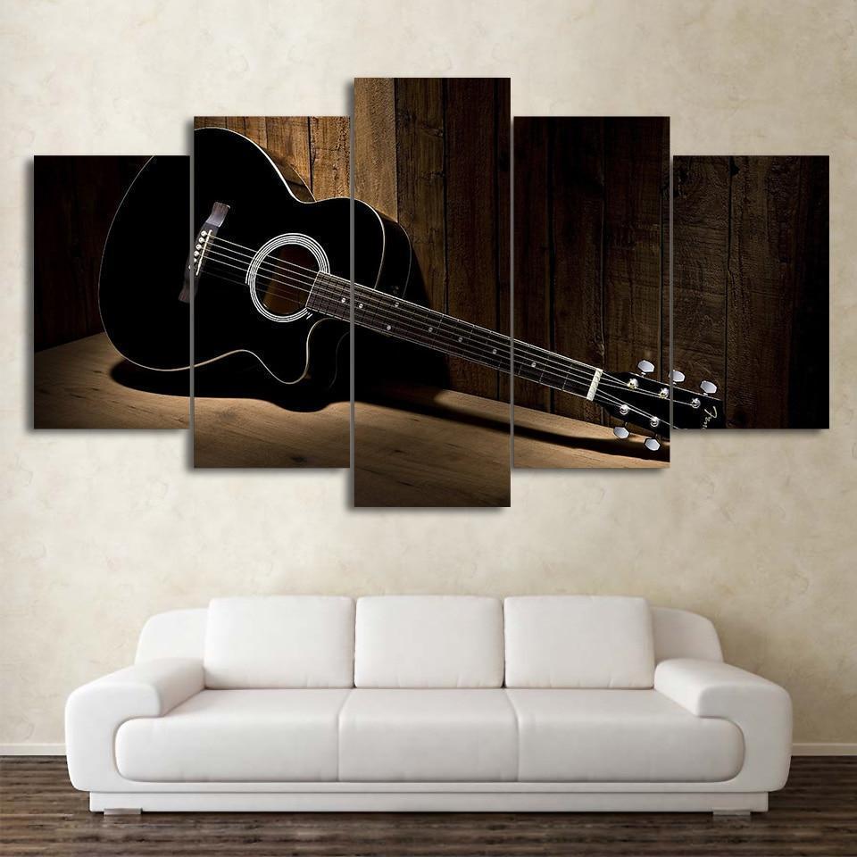 Cool Black Guitar Music Canvas Wall Art