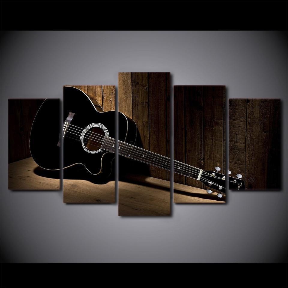 Cool Black Guitar Music Canvas Wall Art