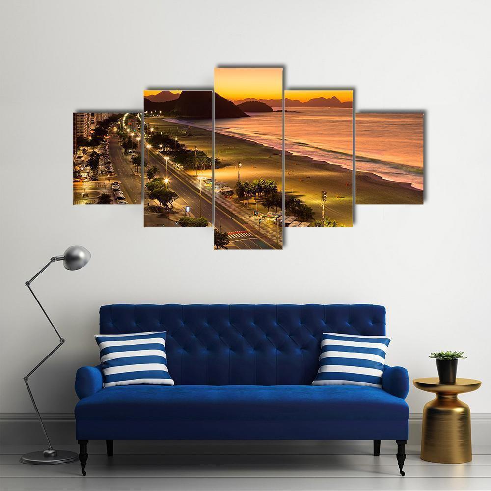 Copacabana Beach At Dawn Nature Canvas Wall Art