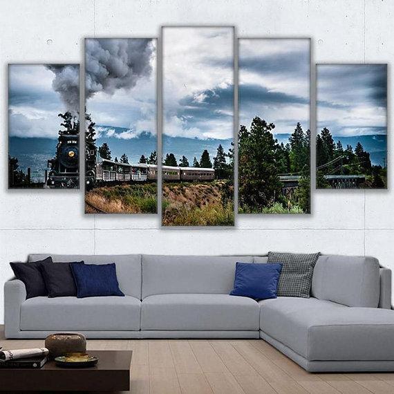 Countryside Train Ride Nature Canvas Wall Art