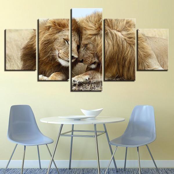Couple Lion Animal Canvas Wall Art