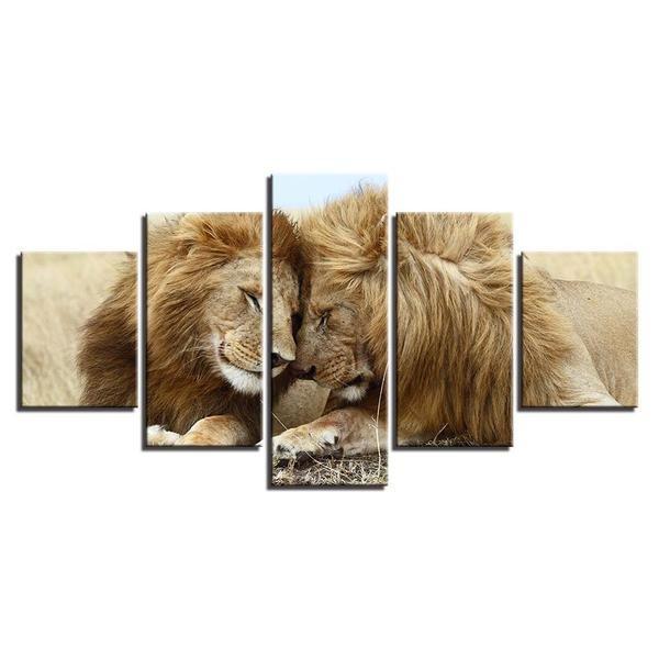 Couple Lion Animal Canvas Wall Art