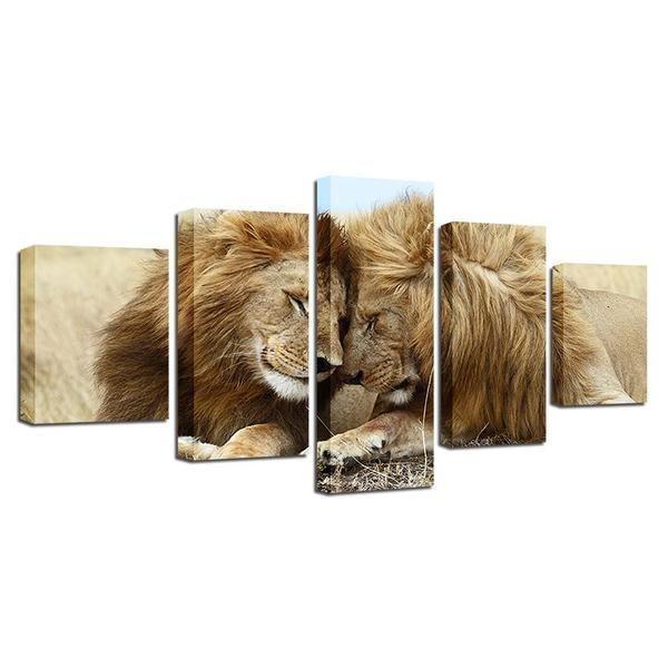 Couple Lion Animal Canvas Wall Art