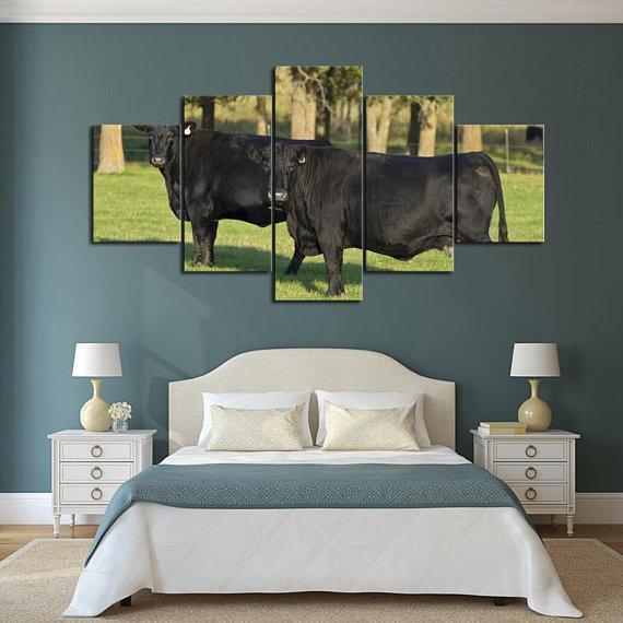 Cow Black Angus Animal Canvas Wall Art