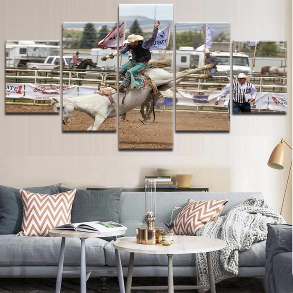 Cowboy Horse Rodeo  Sport Canvas Wall Art