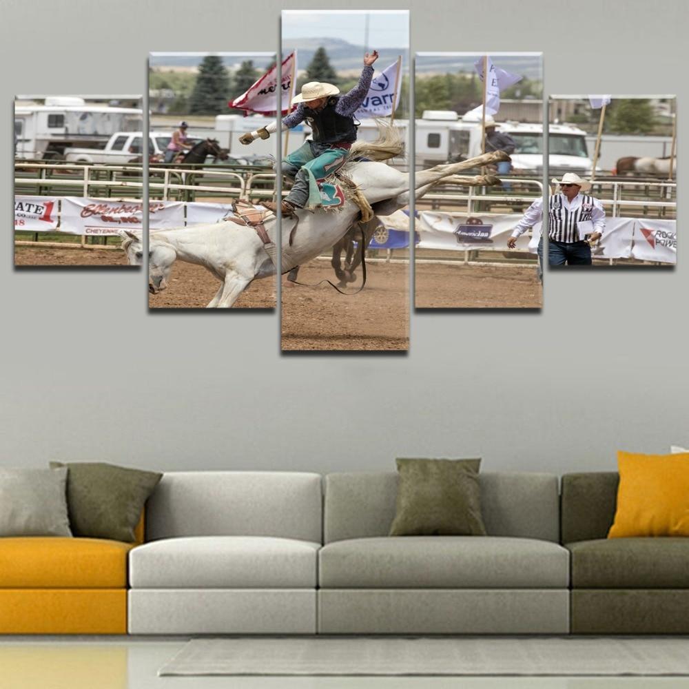Cowboy Horse Rodeo  Sport Canvas Wall Art