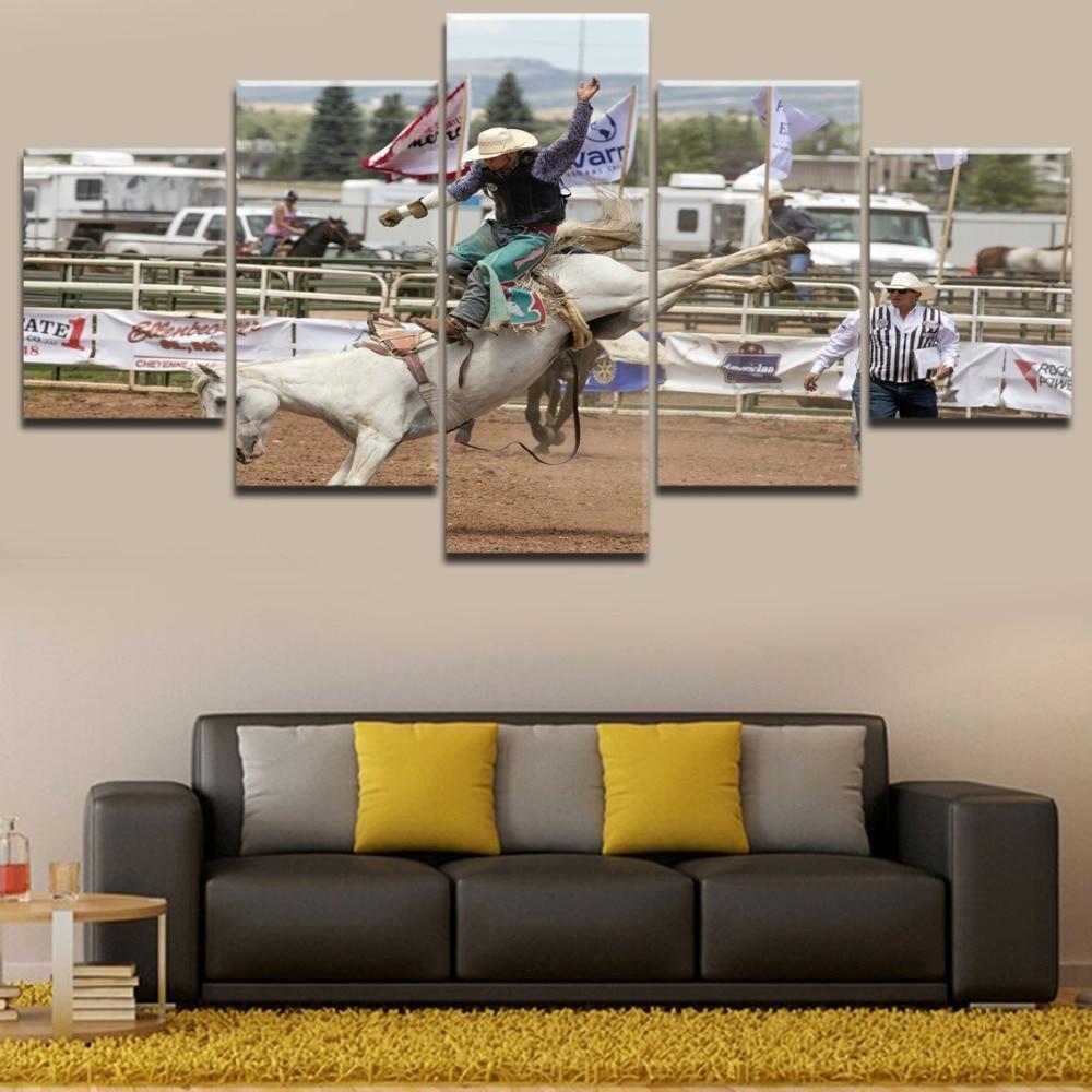 Cowboy Horse Rodeo  Sport Canvas Wall Art