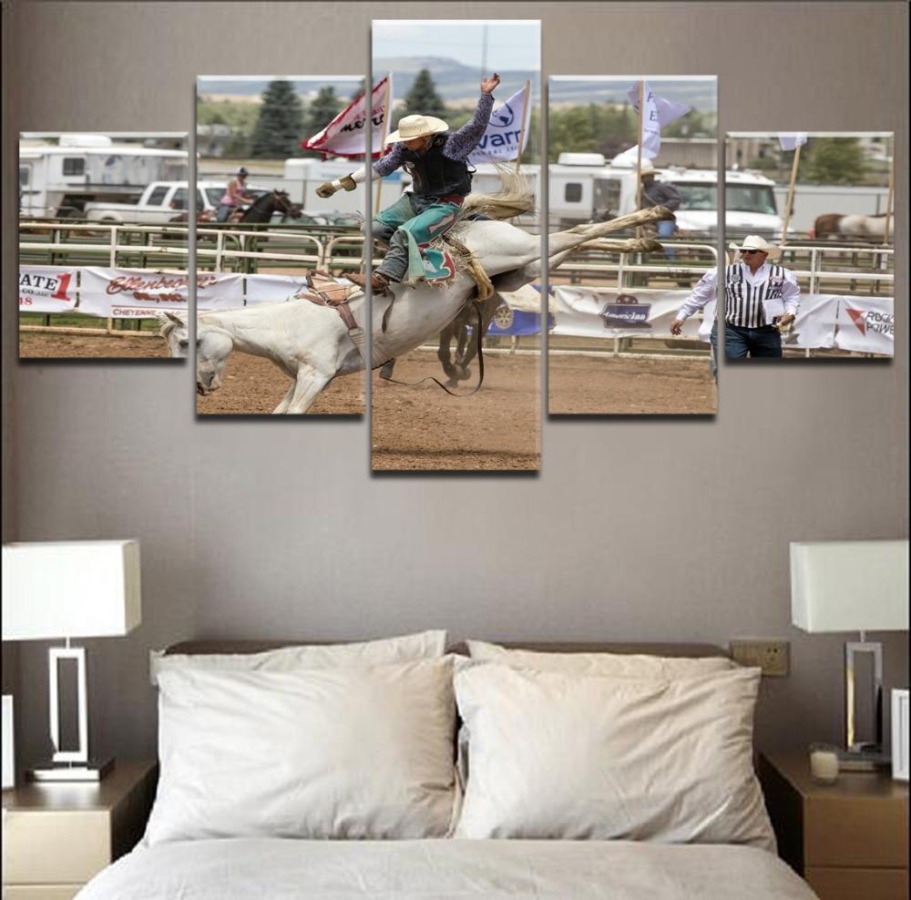 Cowboy Horse Rodeo  Sport Canvas Wall Art