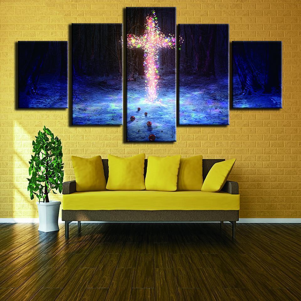 Cross Landscape Nature Canvas Wall Art