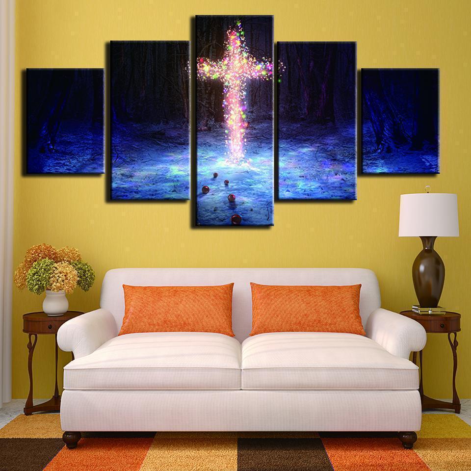 Cross Landscape Nature Canvas Wall Art