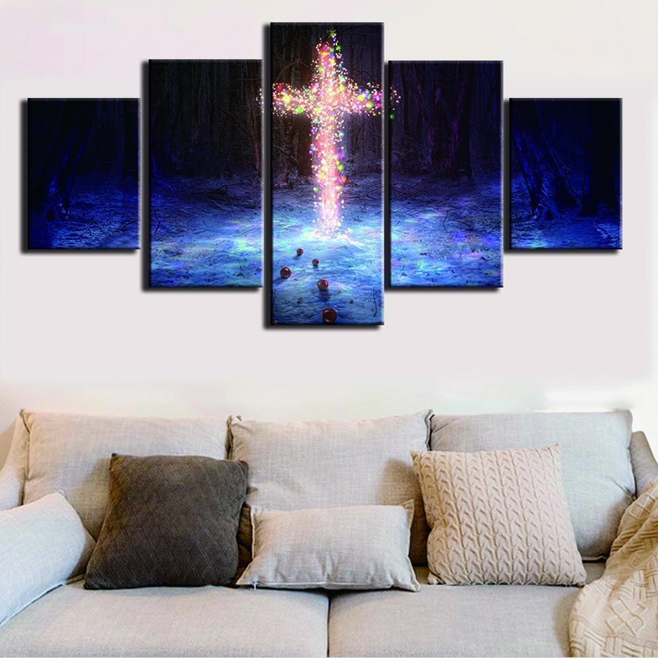 Cross Landscape Nature Canvas Wall Art