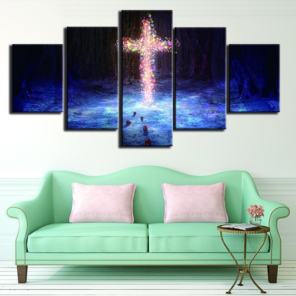 Cross Landscape Nature Canvas Wall Art
