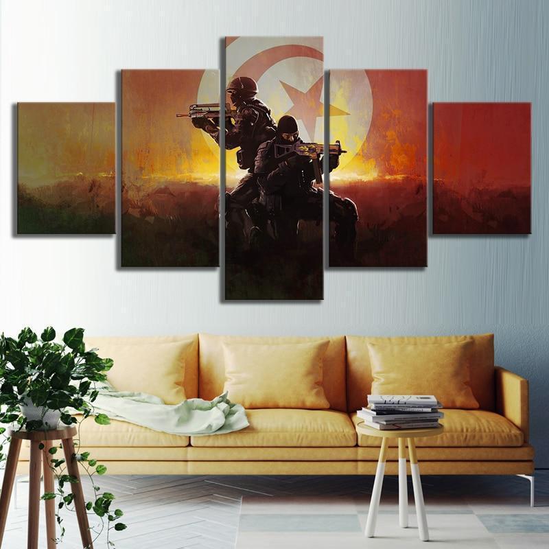 CS GO Flag Tunisia Gaming Canvas Wall Art