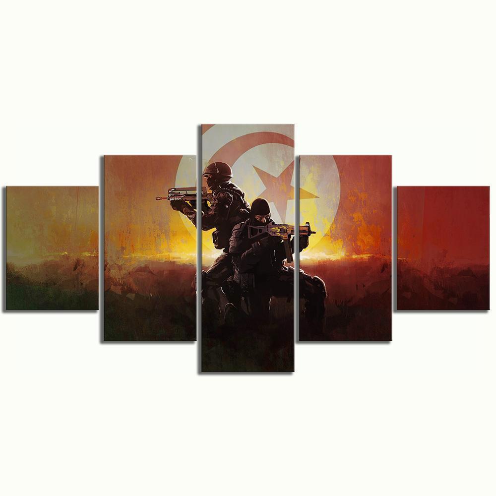 CS GO Flag Tunisia Gaming Canvas Wall Art