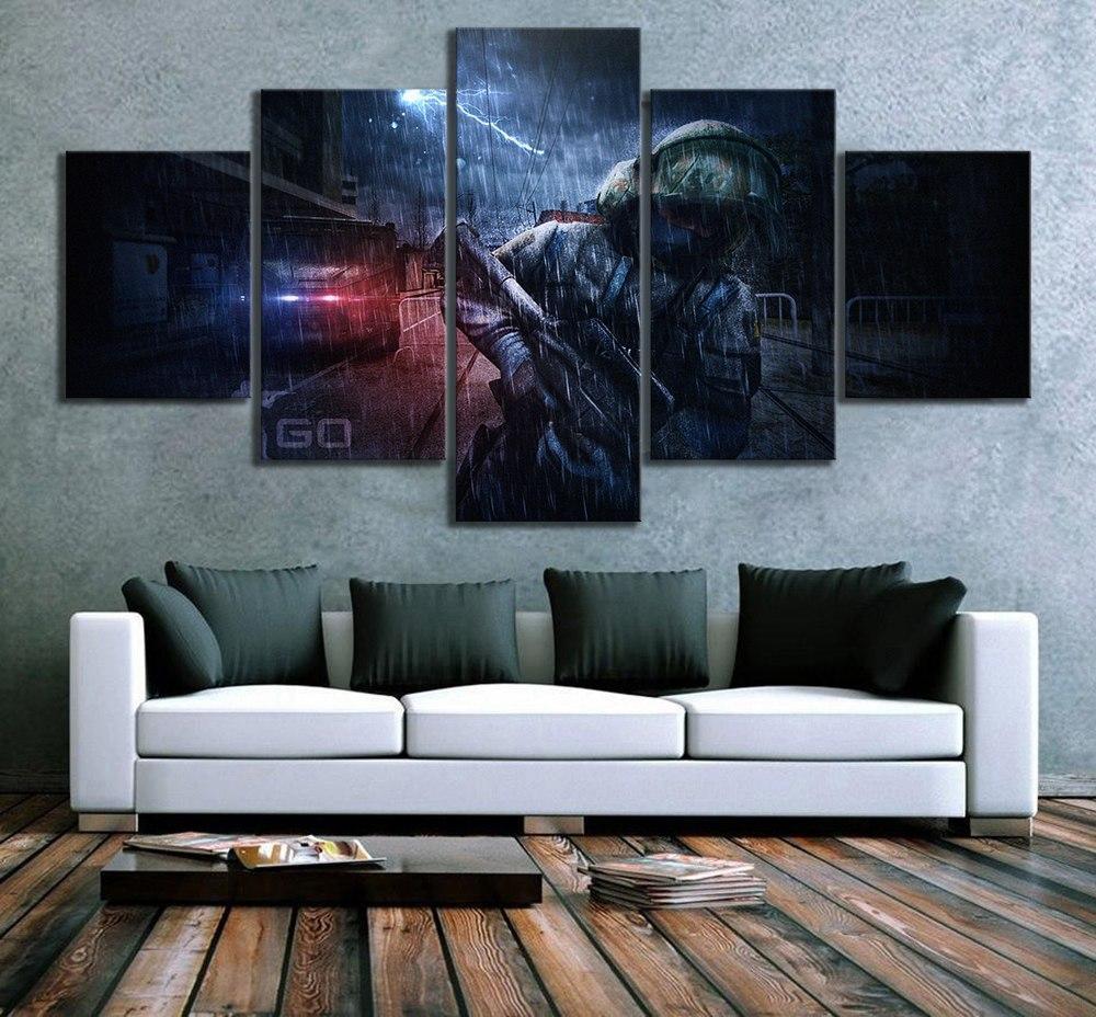 CS GO Soldier In The Storm Gaming Canvas Wall Art