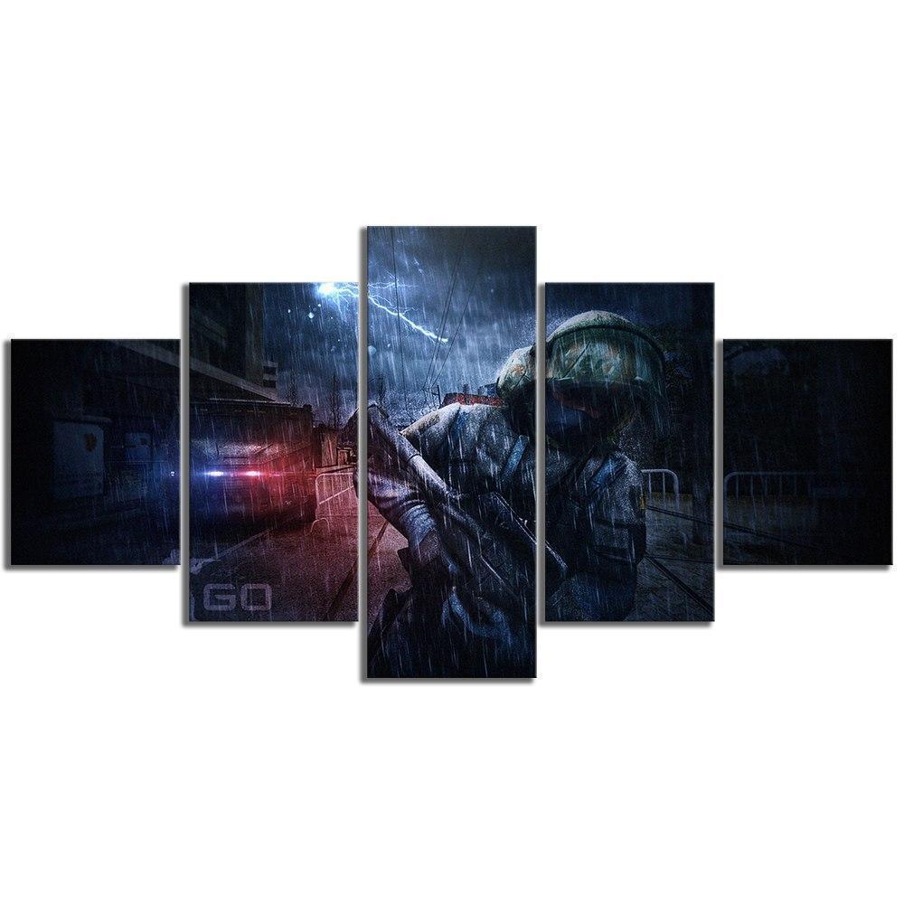 CS GO Soldier In The Storm Gaming Canvas Wall Art