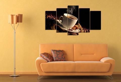 Cup Of Coffee And Coffee Beans Nature Canvas Wall Art