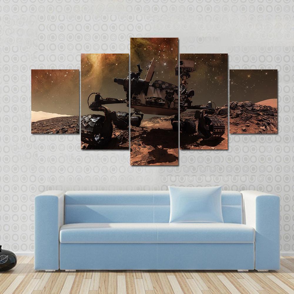 Curiosity Rover Exploring The Surface Of Mars Space Canvas Wall Art
