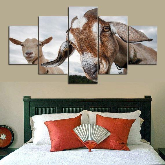 Curious Goat Animal Canvas Wall Art