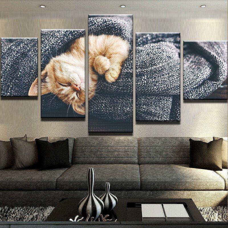 Cute Cat Cuadros Animal Canvas Wall Art