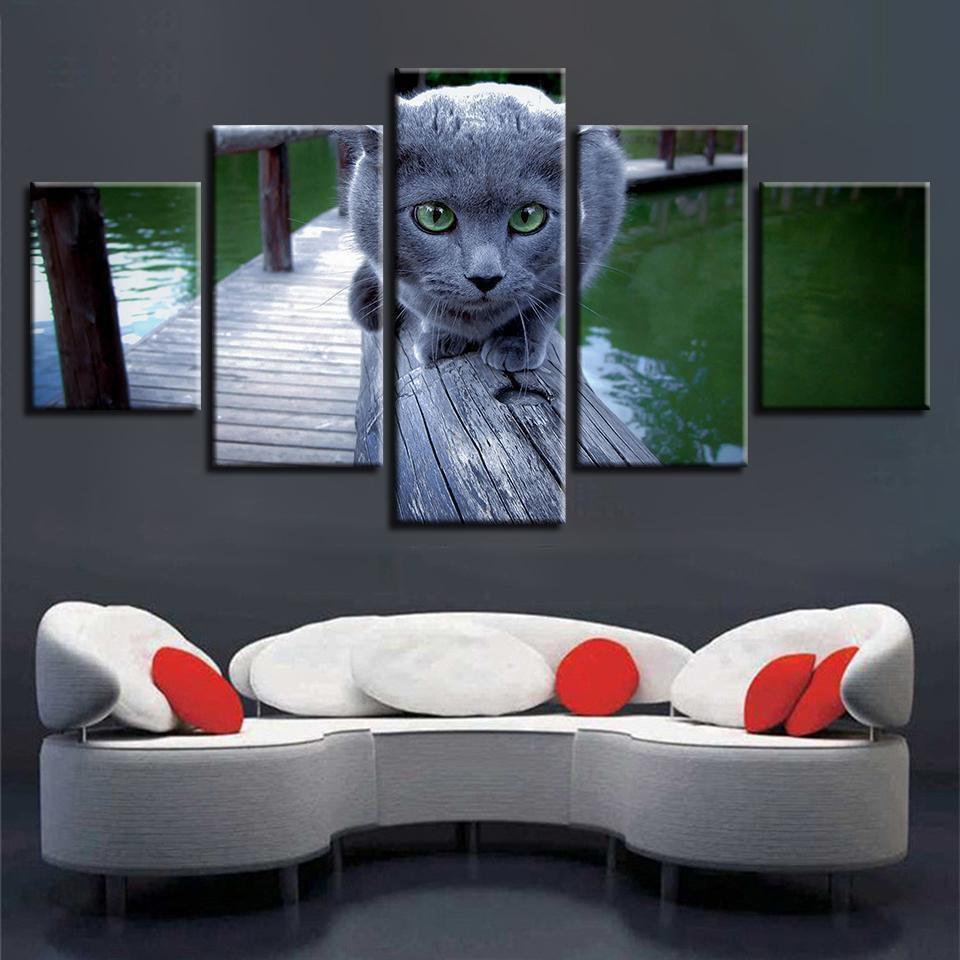 Cute Cat Scenery Animal Canvas Wall Art
