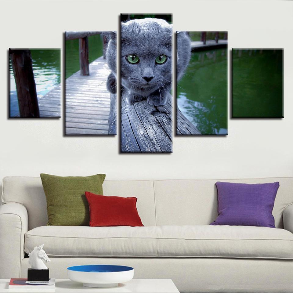Cute Cat Scenery Animal Canvas Wall Art