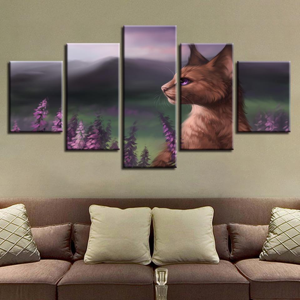 Cute Cats Purple Eyes Animal Canvas Wall Art