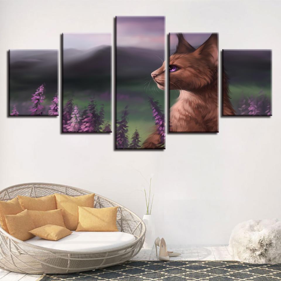Cute Cats Purple Eyes Animal Canvas Wall Art