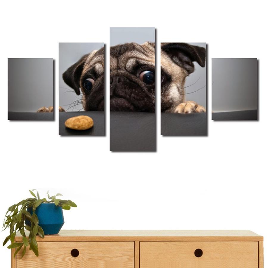Cute Dog Face Animal Canvas Wall Art