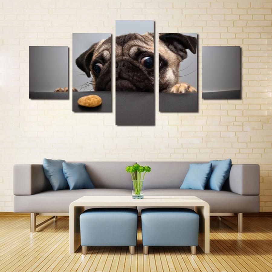 Cute Dog Face Animal Canvas Wall Art