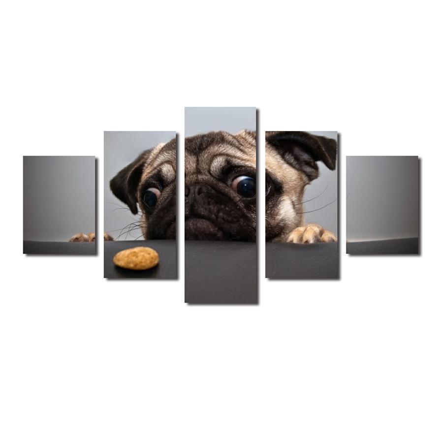 Cute Dog Face Animal Canvas Wall Art