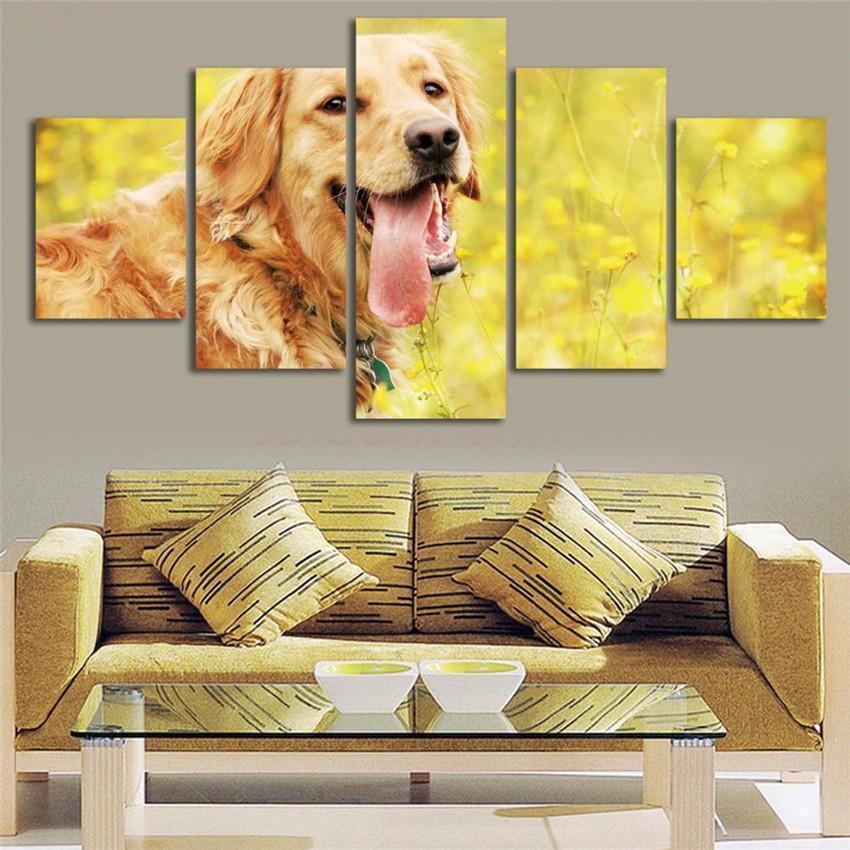 Cute Golden Retriever Animal Dog Animal Canvas Wall Art