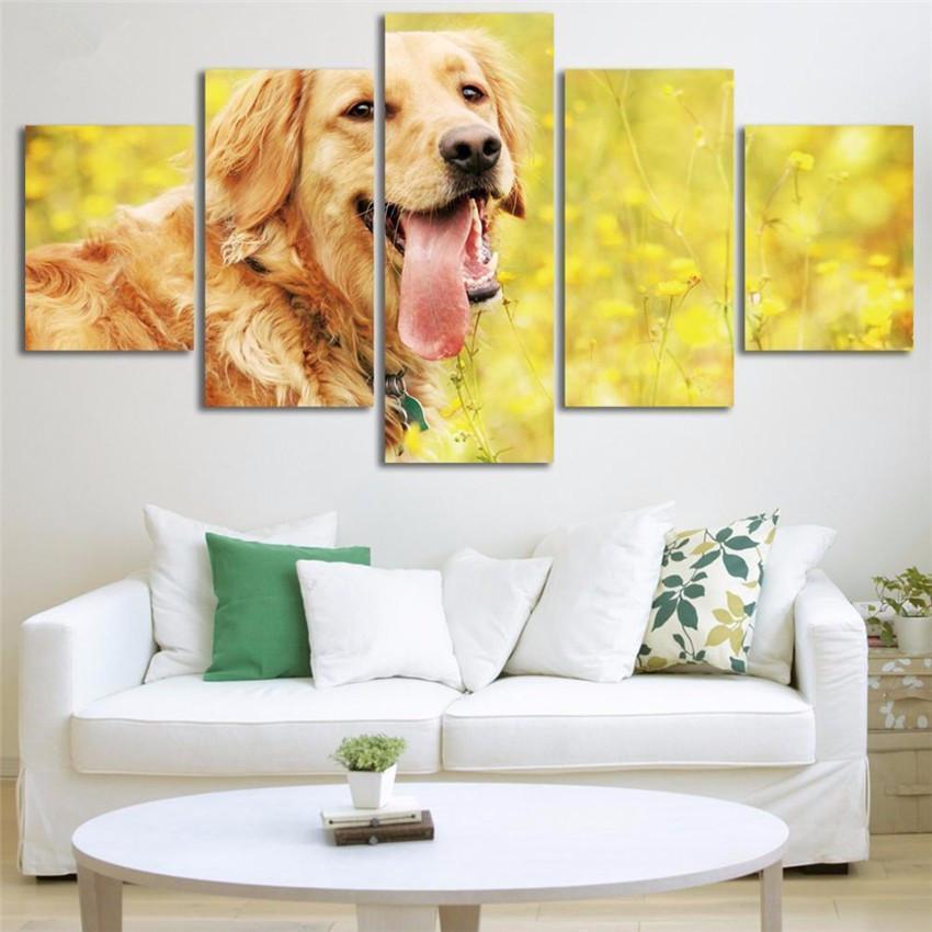 Cute Golden Retriever Animal Dog Animal Canvas Wall Art