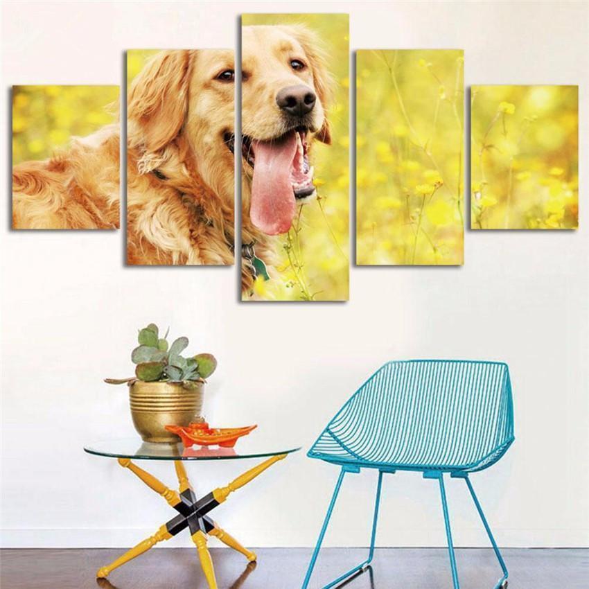 Cute Golden Retriever Animal Dog Animal Canvas Wall Art