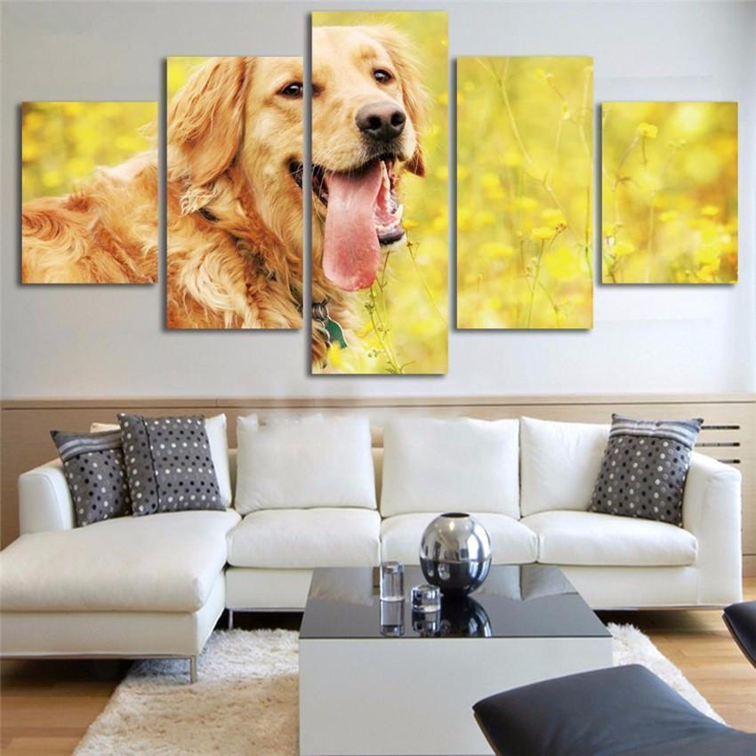 Cute Golden Retriever Animal Dog Animal Canvas Wall Art