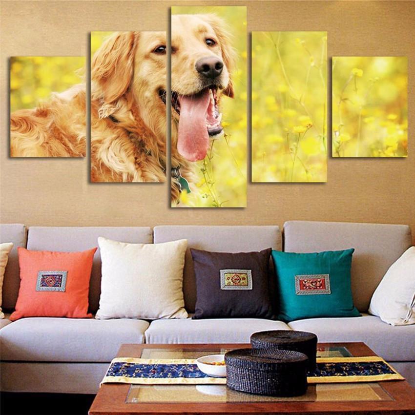Cute Golden Retriever Animal Dog Animal Canvas Wall Art