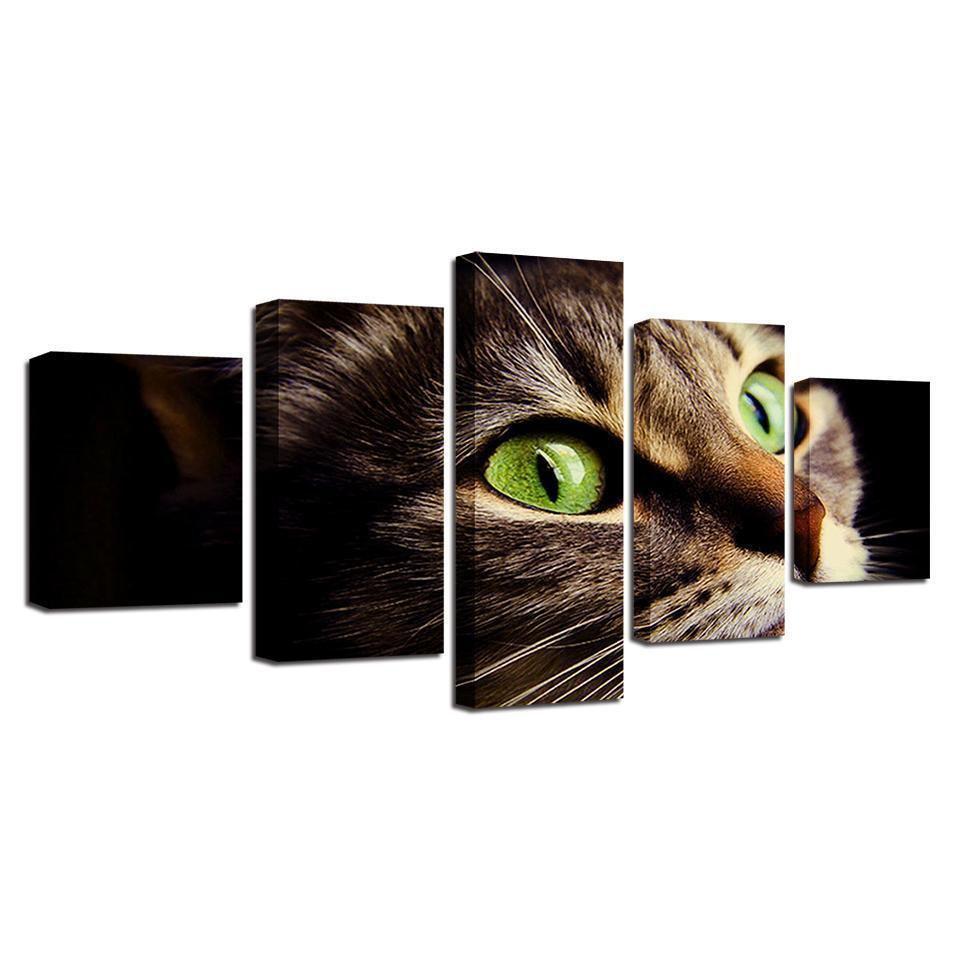 Cute Green Eycat Animal Canvas Wall Art