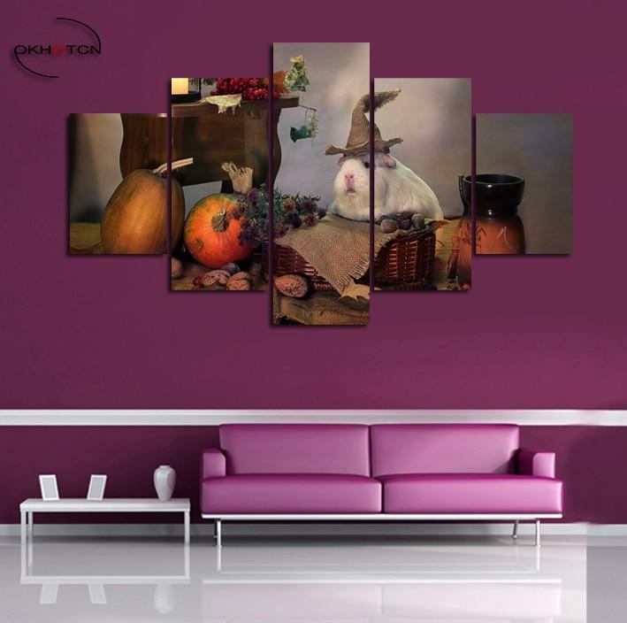 Cute Hamster Wearing A Witches Hat Animal Canvas Wall Art
