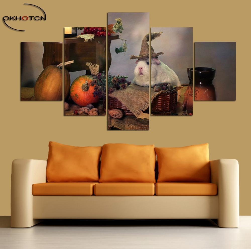 Cute Hamster Wearing A Witches Hat Animal Canvas Wall Art