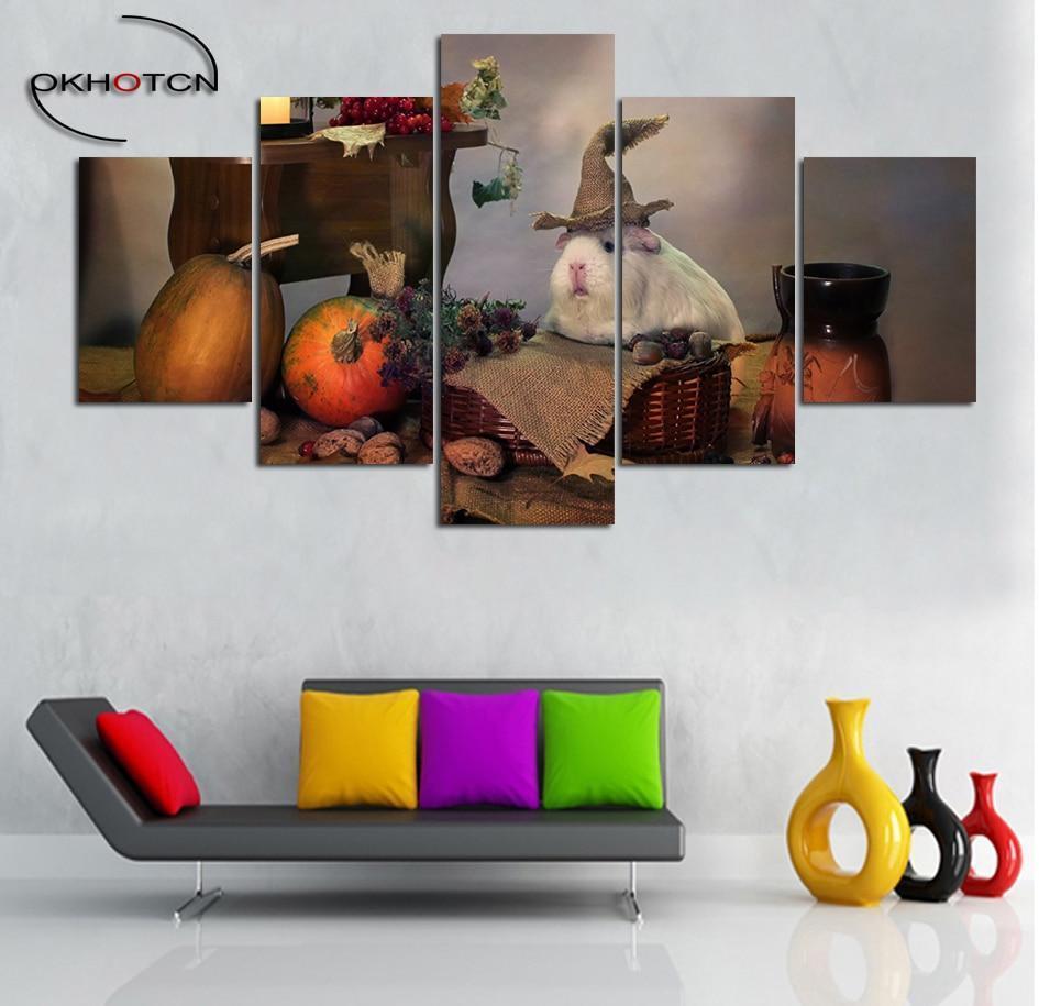 Cute Hamster Wearing A Witches Hat Animal Canvas Wall Art