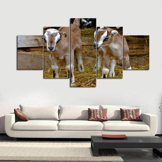 Cutie Goats Animal Canvas Wall Art