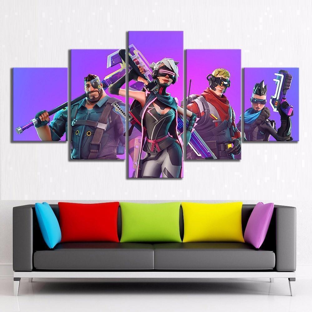Cyberpunk Heroes Fortnite Gaming Canvas Wall Art